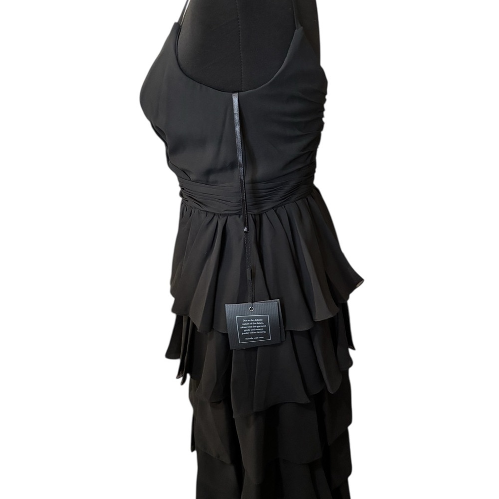 IEENA for Mac Duggal Black Tiered Midi Dress Ruffle Cocktail Size 4 NWT Formal - Picture 8 of 15